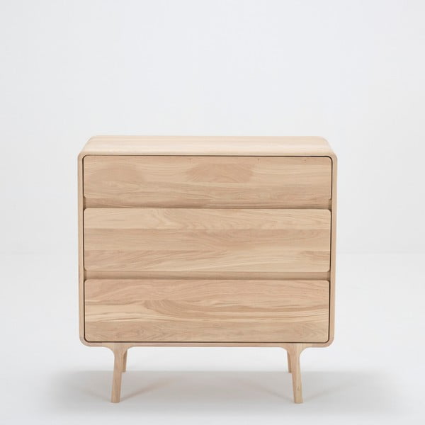 Cassettiera in rovere massiccio con 3 cassetti Fawn - Gazzda-image-3