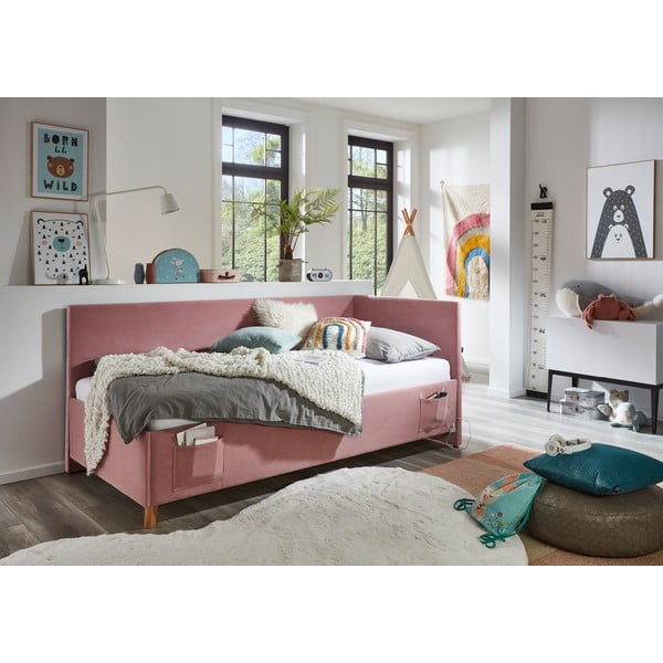 Letto da bambini con sponde rosa imbottito rete non inclusa 120x200 cm Cool – Meise Möbel-image-1
