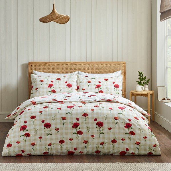 Set copripiumino e federa rosso per letto singolo 135x200 cm Poppy – Catherine Lansfield-image-4