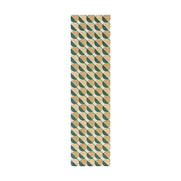 Passatoia giallo-verde 60x230 cm Carlos Circle Geo - Flair Rugs