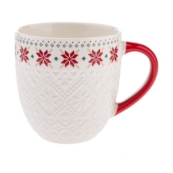 Tazza bianca in porcellana a tema natalizio 630 ml Knitting – Dakls