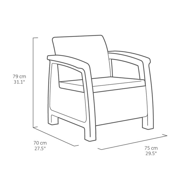 Set da giardino grigio scuro per 4 persone Corfu - Keter-image-3
