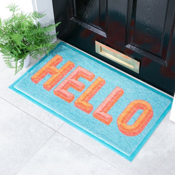 Zerbino in plastica riciclata 40x70 cm Blue Hello – Artsy Doormats-image-1