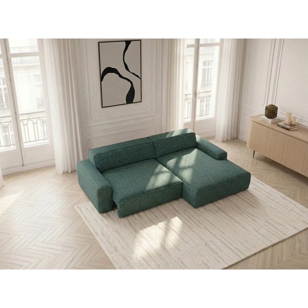 Divano angolare verde allungabile/con movimento relax elettrico (con penisola a destra) Abel – Bobochic Paris-image-2
