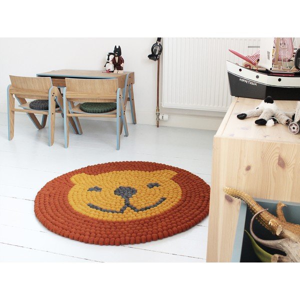 Tappeto in lana per bambini Ball Rugs , ⌀ 90 cm Lion - Wooldot-image-1
