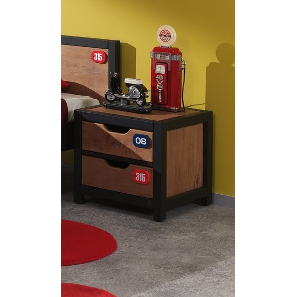 Comodino in legno di pino marrone Alex - Vipack-image-1