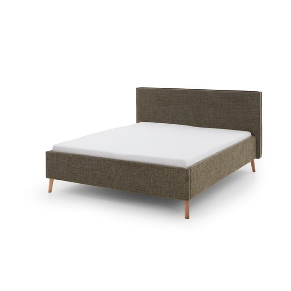 Letto matrimoniale imbottito verde scuro con contenitore con rete inclusa 160x200 cm Riva – Meise Möbel