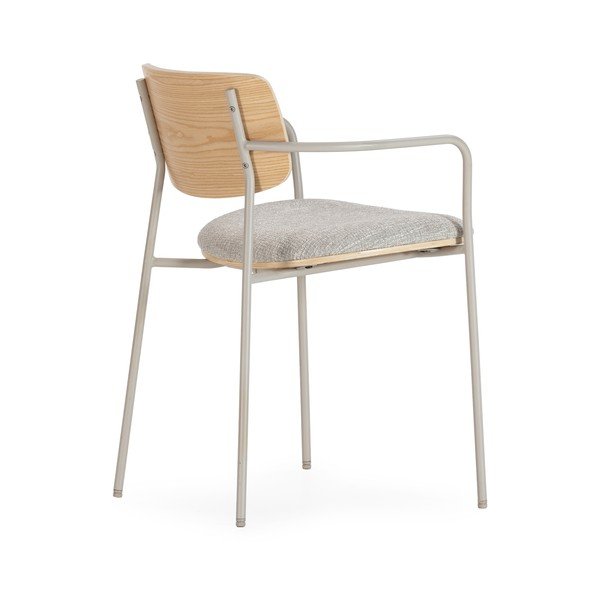 Set di sedie da pranzo grigio chiaro/di colore naturale in imbottito con braccioli Nour – MOME-image-4