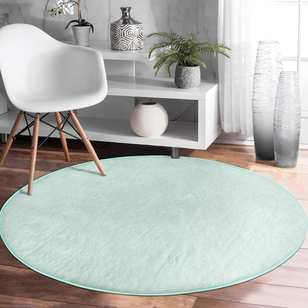Tappeto rotondo lavabile di colore menta adatto per aspirapolvere robot ø 80 cm Comfort - Mila Home-image-4