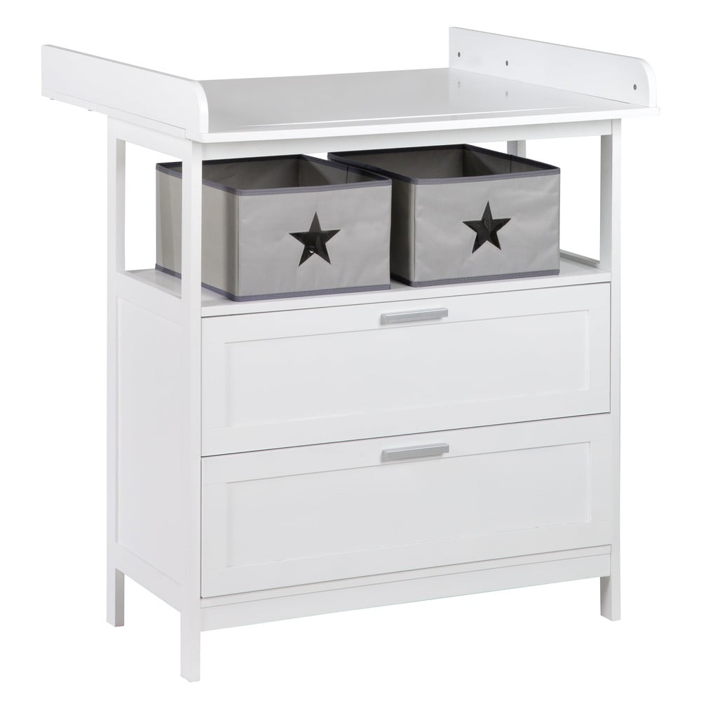 Cassettiera per bambini bianca con fasciatoio 75x100x87 cm Hamburg – Roba | Cassettiere e armadietti per bambini