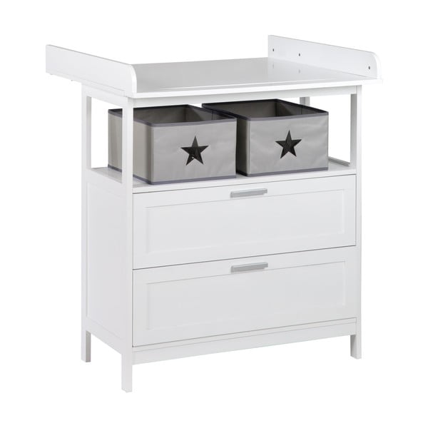 Cassettiera per bambini bianca con fasciatoio 75x100x87 cm Hamburg – Roba