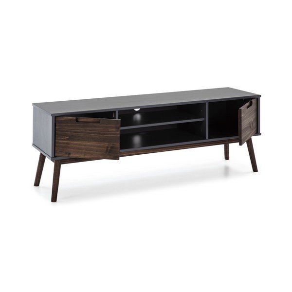 Tavolo TV in pino antracite/marrone scuro 140x52,5 cm Nussa - Marckeric-image-2