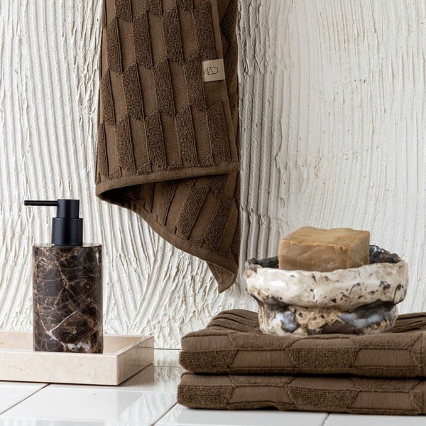 Set di 2 asciugamani in cotone marrone scuro 35x55 cm Geo - Mette Ditmer Denmark-image-3
