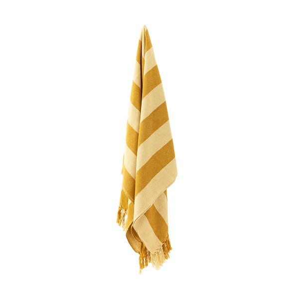 Coperta gialla in cotone riciclato 130x160 cm Frello – Bloomingville-image-2