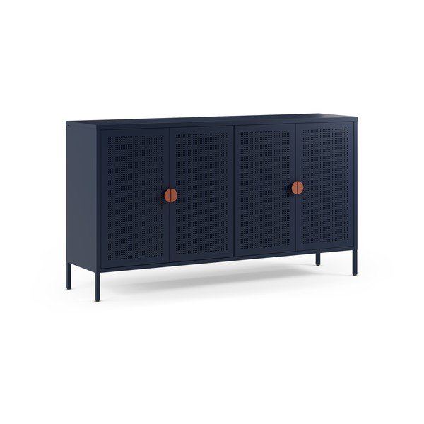 Armadietto blu scuro in metallo 160x90x40 cm Sayla – Marckeric-image-4