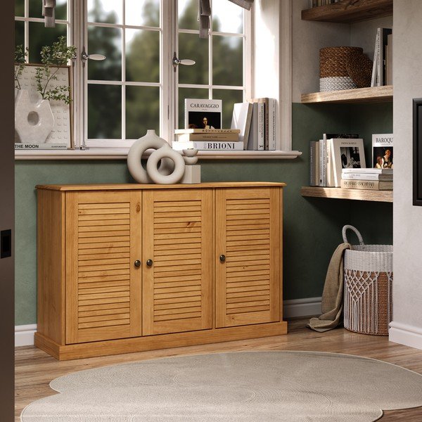 Credenza colore naturale chiaro in pino massiccio 125x80x38 cm Edith – Støraa-image-4