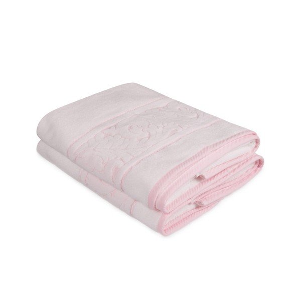 Set di 2 asciugamani da bagno in cotone rosa chiaro Ghunna, 70 x 140 cm - Foutastic-image-3