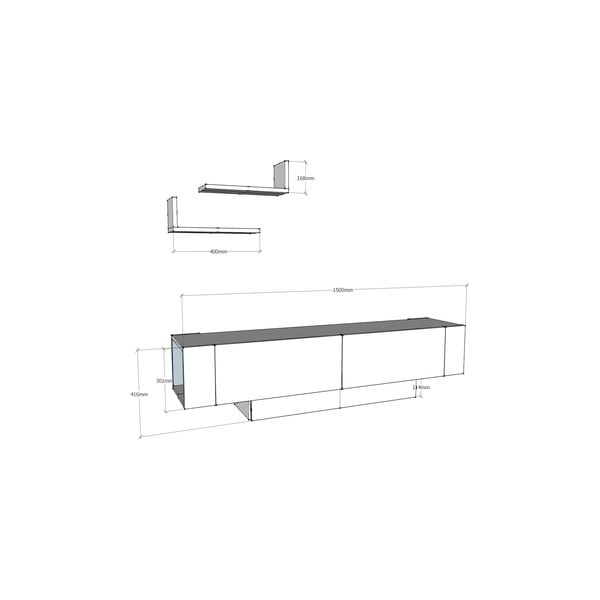 Televisore bianco 150x42 cm Matera - Zena Home-image-3