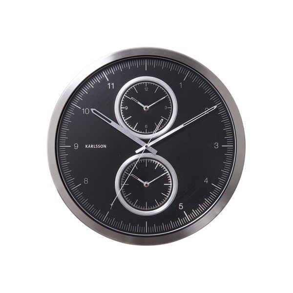Černé hodiny Present Time Multiple Time