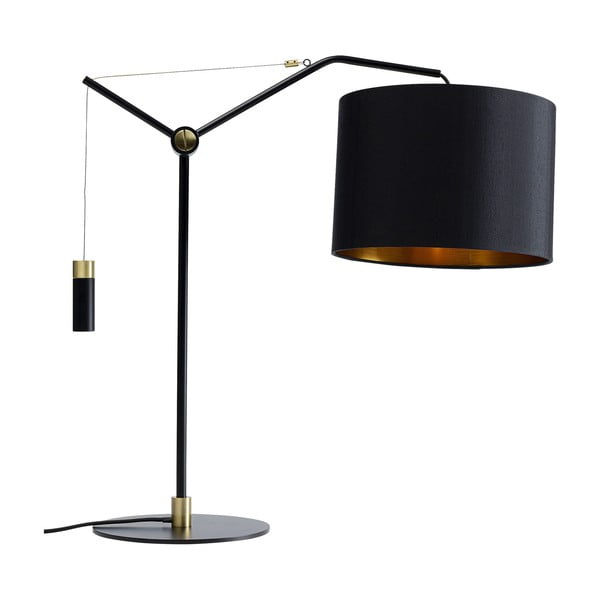 Lampada da tavolo nera con paralume in tessuto (altezza 55 cm) Salotto - Kare Design