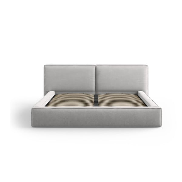 Letto matrimoniale imbottito grigio chiaro con contenitore e rete inclusi 160x200 cm Arendal - Cosmopolitan Design-image-2