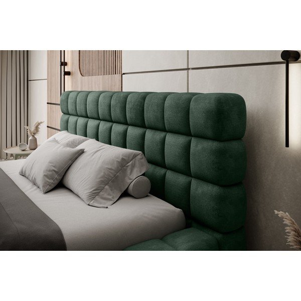 Letto matrimoniale imbottito verde scuro con contenitore e rete inclusi 160x200 cm Dizzle – ELTAP-image-3