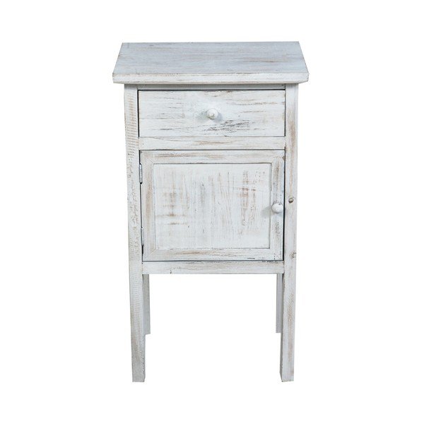 Bílý dřevěný noční stolek Biscottini Bedside