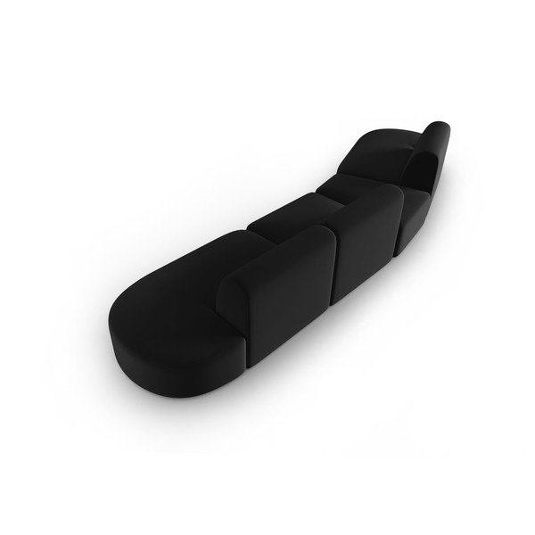 Divano nero con penisola a sinistra con rivestimento in velluto 428 cm Paolo – Milo Casa-image-3