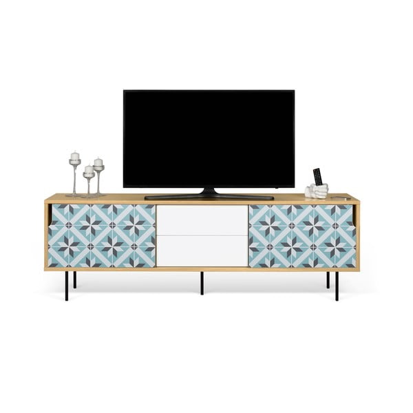 Tavolo TV in legno di quercia con gambe in metallo Dann Makaresh - TemaHome-image-3