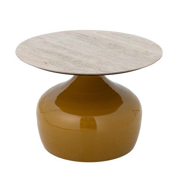 Tavolino da salotto rotondo giallo con piano in ceramica ø 60 cm Lecco – Bloomingville-image-4