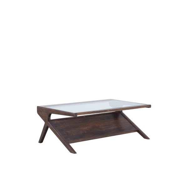 Tavolino da salotto colore naturale scuro con piano in vetro 70x112 cm Yuki – Light & Living