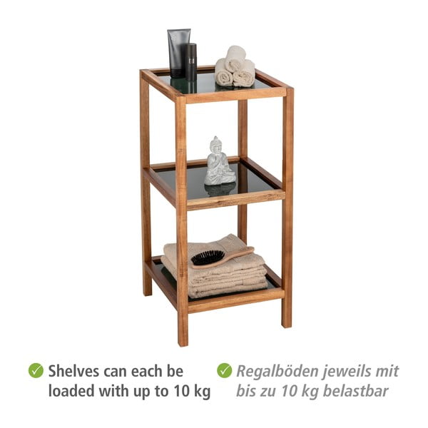 Mensola da bagno in vetro di colore nero-naturale 36x79 cm Fondi - Wenko-image-3