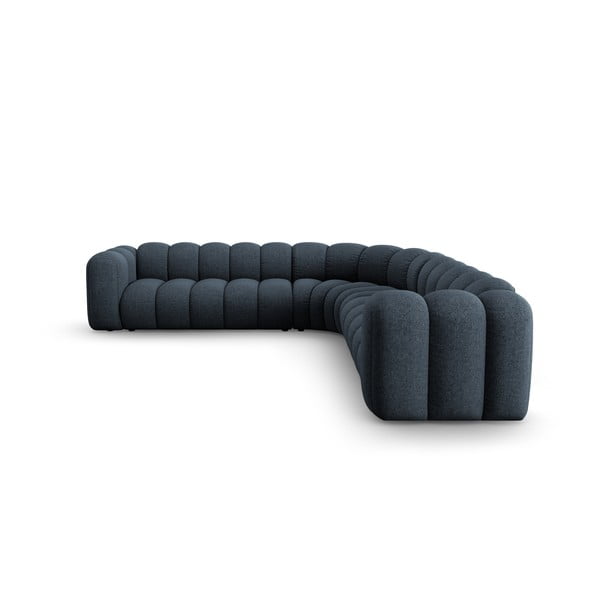 Divano angolare componibile blu con rivestimento in ciniglia Lupine – Micadoni -image-2