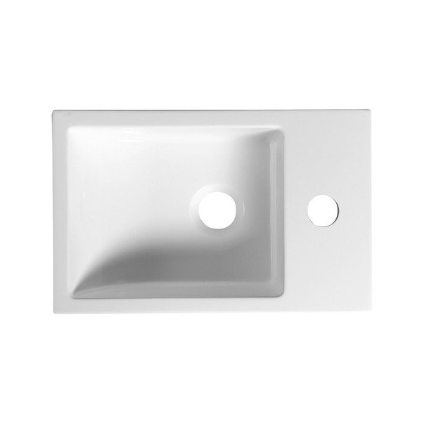 Lavabo piccolo bianco in marmo fuso, lato destro Alabama - Sapho-image-2