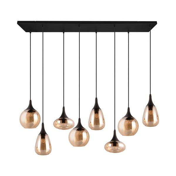 Lampada a sospensione nero-arancio con paralume in vetro Lumina - Trio-image-4