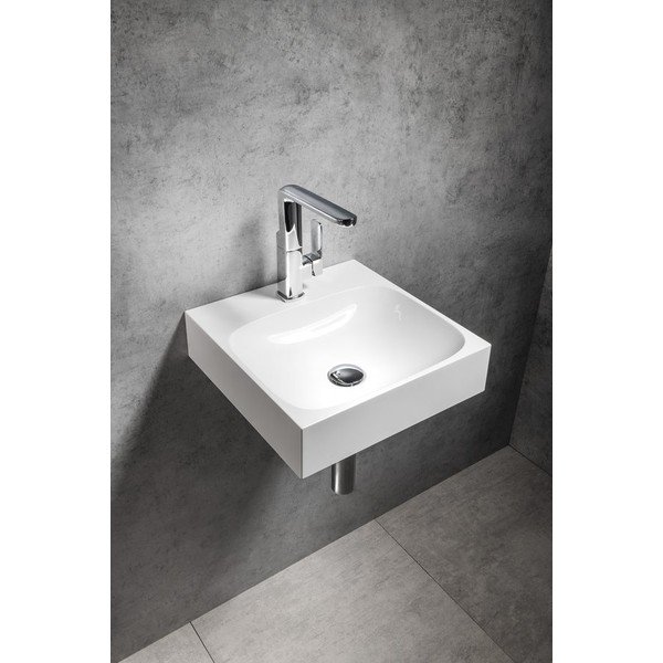 Lavabo bianco in composito minerale 40x40 cm Emona – Sapho-image-1