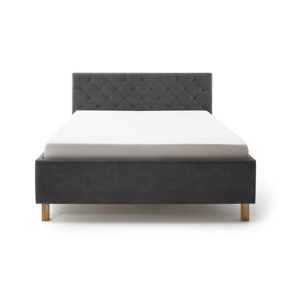 Letto matrimoniale imbottito grigio scuro con contenitore con rete inclusa 180x200 cm San Remo – Meise Möbel-image-2