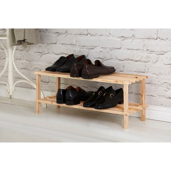Scarpiera di colore naturale in abete massiccio – Premier Housewares-image-1
