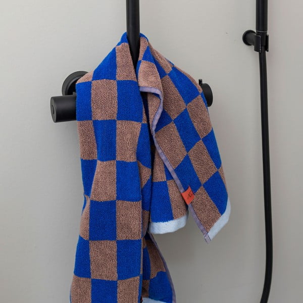 Telo da bagno in cotone biologico blu-marrone 70x133 cm Retro - Mette Ditmer Denmark-image-1