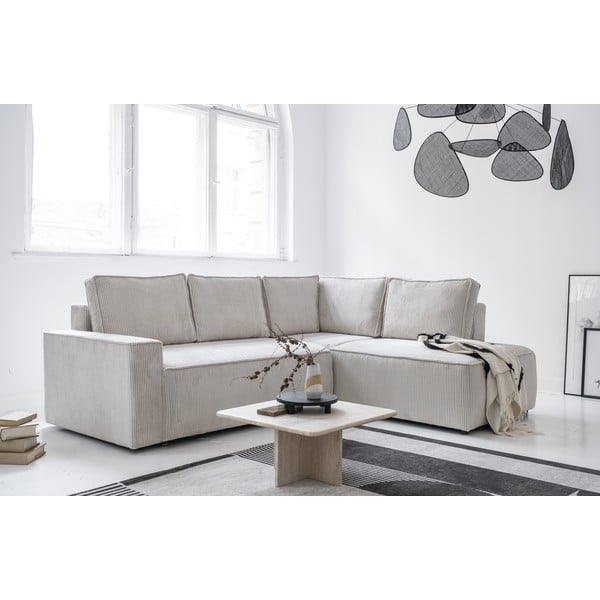 Divano letto angolare in velluto a coste bianco Brave Dave - Miuform-image-3