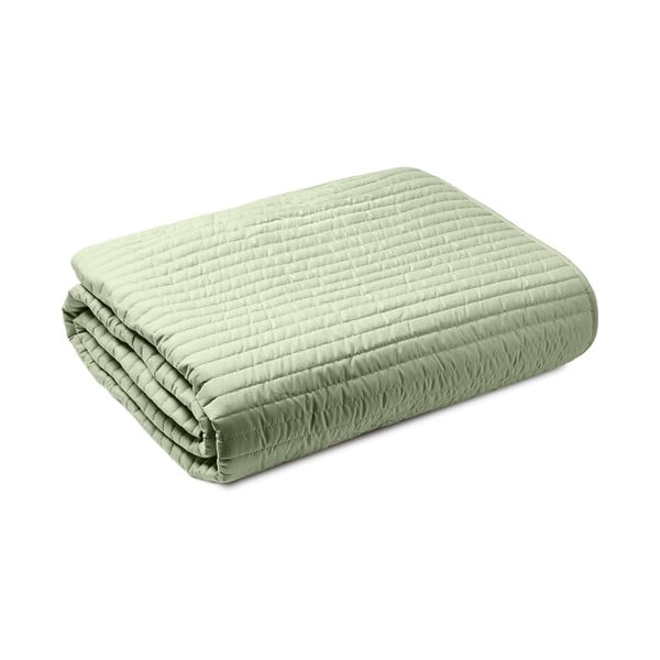 Copriletto trapuntato verde per letto matrimoniale 220x230 cm Quilted Lines - Bianca