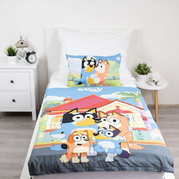Set copripiumino e federa da bambini in cotone per culla 100x135 cm Bluey – Jerry Fabrics-image-1
