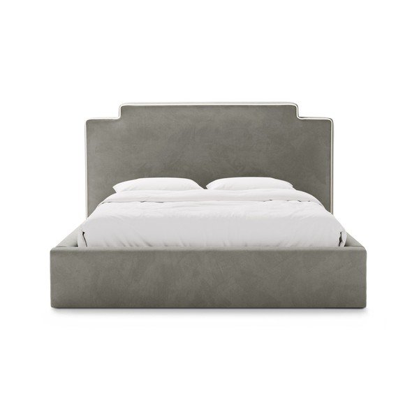 Letto matrimoniale imbottito grigio scuro con contenitore con rete inclusa 160x200 cm Princess – Micadoni -image-3