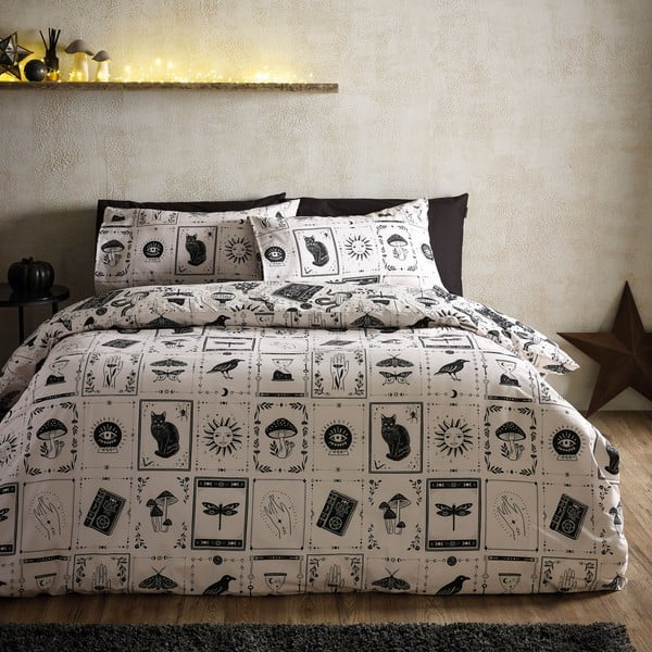 Set copripiumino e federa nero e beige per letto matrimoniale 200x200 cm Enchanted Witchcraft – Catherine Lansfield-image-2