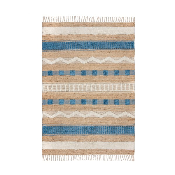 Tappeto tessuto a mano in misto juta di colore blu-naturale 120x170 cm Medina Jute - Flair Rugs