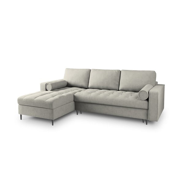 Divano letto angolare grigio chiaro, angolo sinistro Santo - Milo Casa-image-3