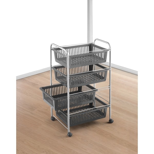 Scaffale mobile in grigio scuro-argento 46x78 cm - Metaltex-image-2