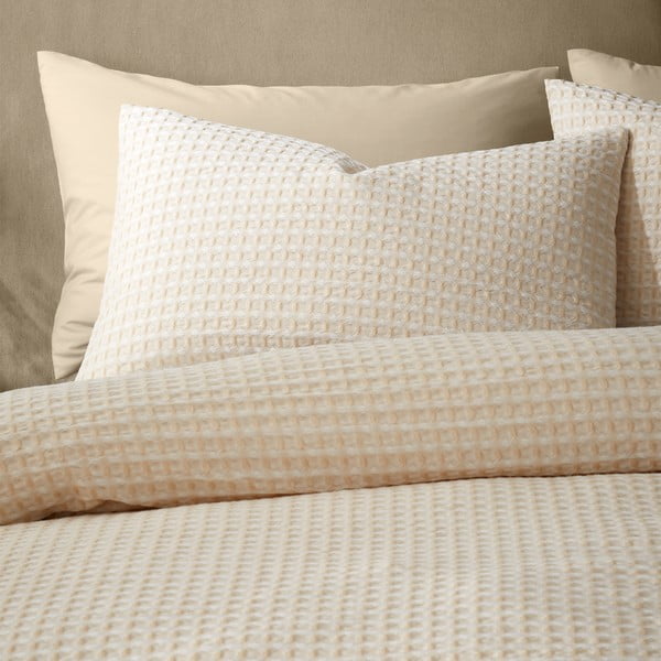 Biancheria da letto beige per letto matrimoniale 200x200 cm Muscat Waffle – Pineapple Elephant-image-3