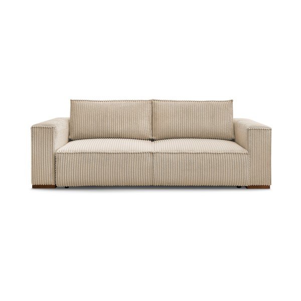 Divano marrone chiaro allungabile e con contenitore rivestito in velluto a coste 244 cm Chelsea – Bobochic Paris