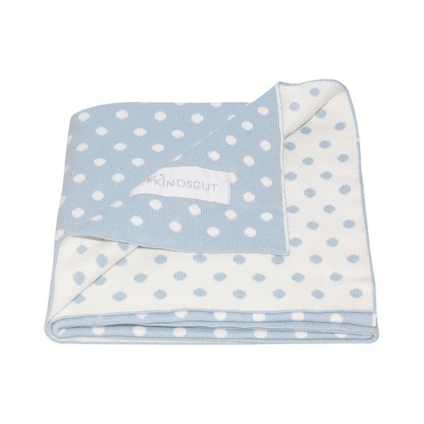 Coperta per neonati in cotone blu e bianco Dots, 80 x 100 cm - Kindsgut